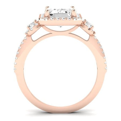 Lunaria Emerald Moissanite Bridal Set rosegold