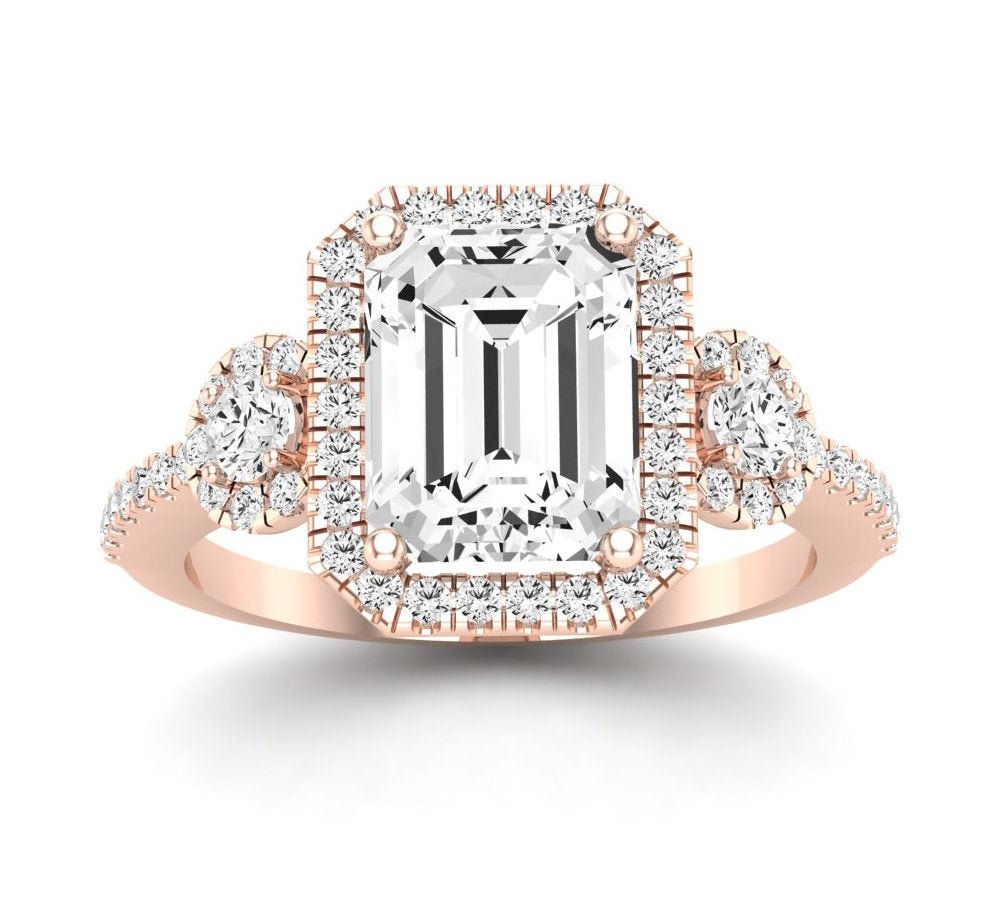 Lunaria Emerald Diamond Engagement Ring (Lab Grown Igi Cert) rosegold