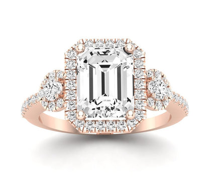 Lunaria Emerald Diamond Engagement Ring (Lab Grown Igi Cert) rosegold