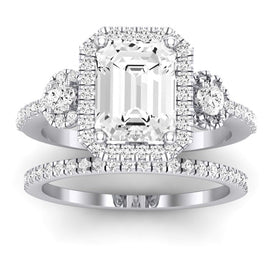 Lunaria Moissanite Matching Band Only (does Not Include Engagement Ring) For Ring With Emerald Center whitegold