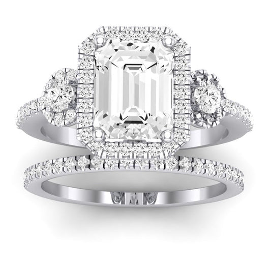 Lunaria Moissanite Matching Band Only (does Not Include Engagement Ring) For Ring With Emerald Center whitegold