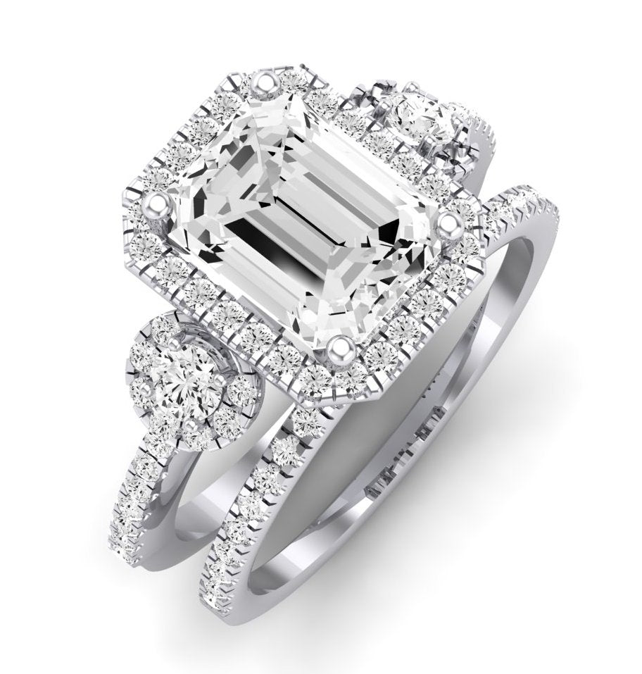 Lunaria Moissanite Matching Band Only (does Not Include Engagement Ring) For Ring With Emerald Center whitegold