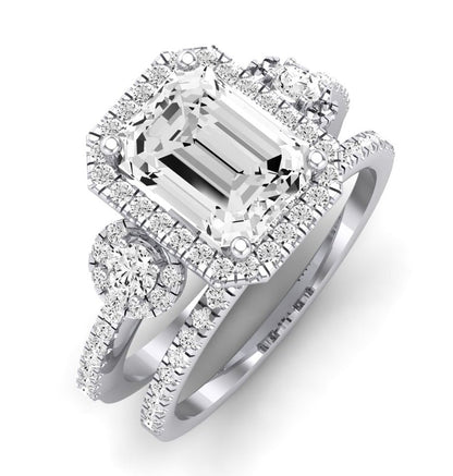 Lunaria Moissanite Matching Band Only (does Not Include Engagement Ring) For Ring With Emerald Center whitegold