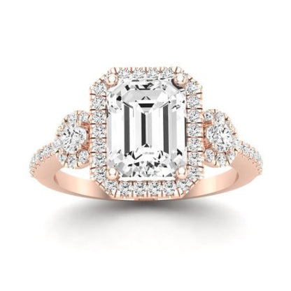 Lunaria Moissanite Matching Band Only (does Not Include Engagement Ring) For Ring With Emerald Center rosegold
