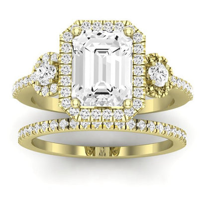 Lunaria Moissanite Matching Band Only (does Not Include Engagement Ring) For Ring With Emerald Center yellowgold