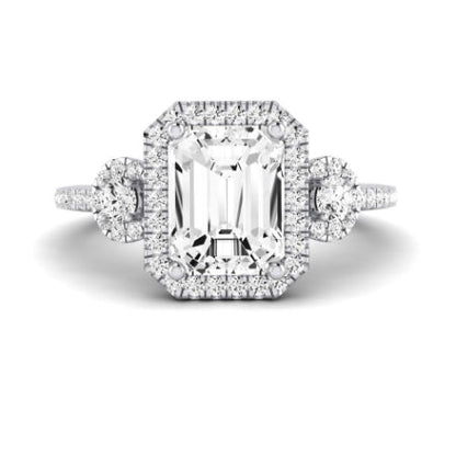 Lunaria Moissanite Matching Band Only (does Not Include Engagement Ring) For Ring With Emerald Center whitegold