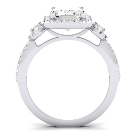 Lunaria Moissanite Matching Band Only (does Not Include Engagement Ring) For Ring With Emerald Center whitegold