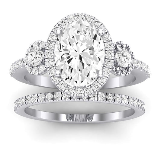 Lunaria Moissanite Matching Band Only (does Not Include Engagement Ring) For Ring With Oval Center whitegold