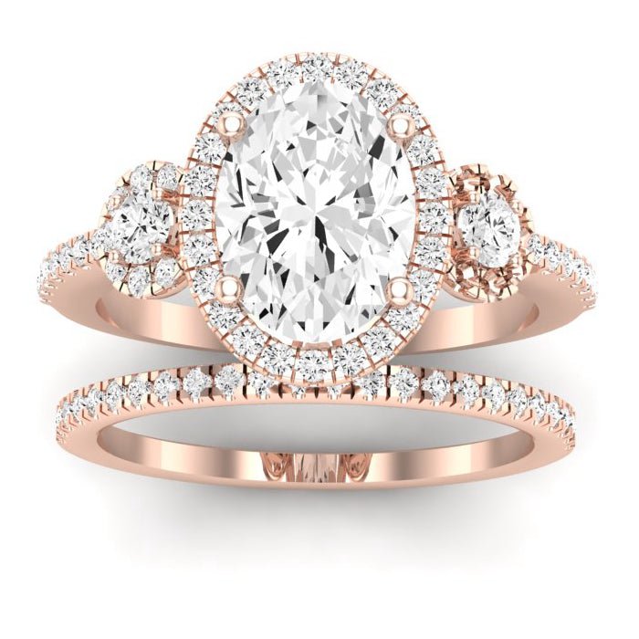 Lunaria Oval Moissanite Bridal Set rosegold