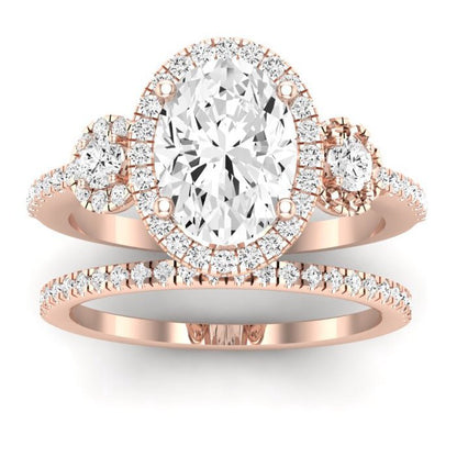 Lunaria Oval Moissanite Bridal Set rosegold