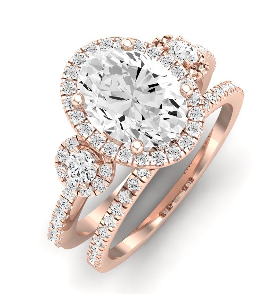 Lunaria Oval Moissanite Bridal Set rosegold
