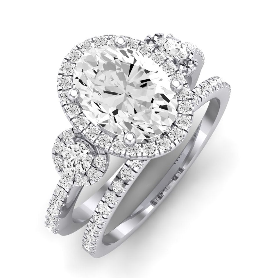Lunaria Oval Moissanite Bridal Set whitegold