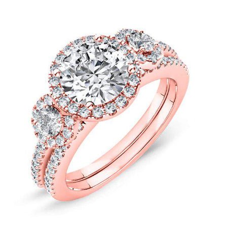 Lunaria Round Moissanite Bridal Set rosegold