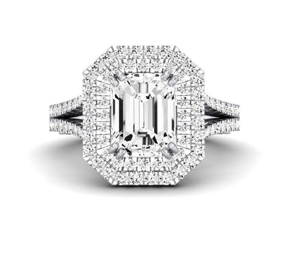 Lupin Emerald Moissanite Engagement Ring whitegold