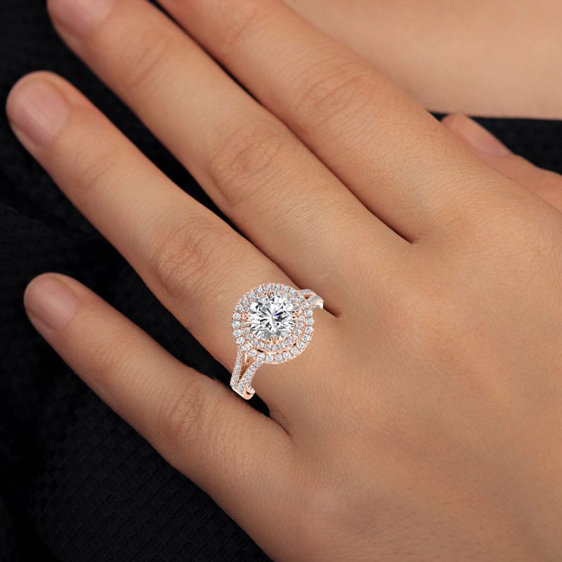 Lupin Round Moissanite Engagement Ring rosegold
