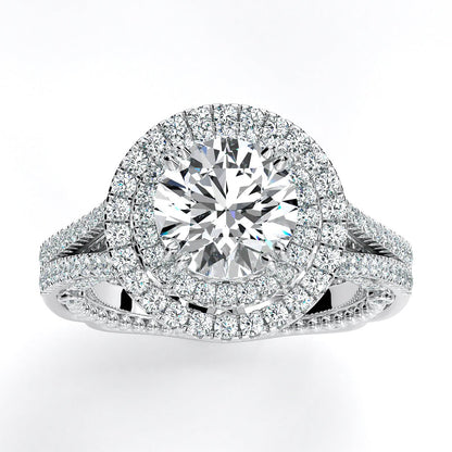 Lupin Round Moissanite Engagement Ring whitegold