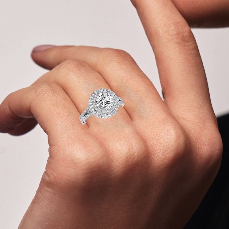 Lupin Round Moissanite Engagement Ring whitegold