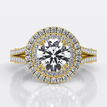 Lupin Round Moissanite Engagement Ring yellowgold
