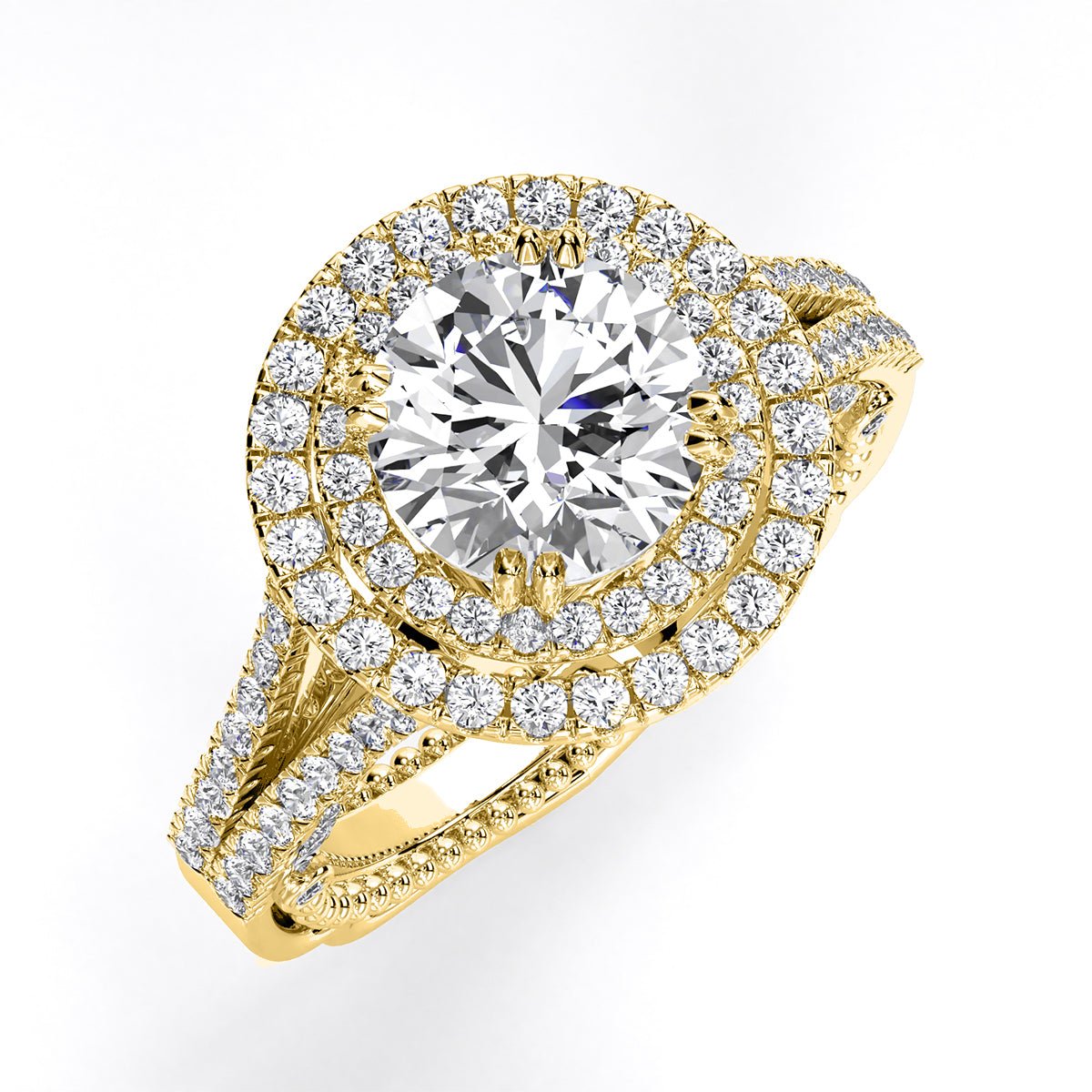 Lupin Round Moissanite Engagement Ring yellowgold