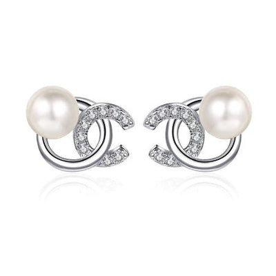 Maggie Moissanite & Pearl Earrings whitegold