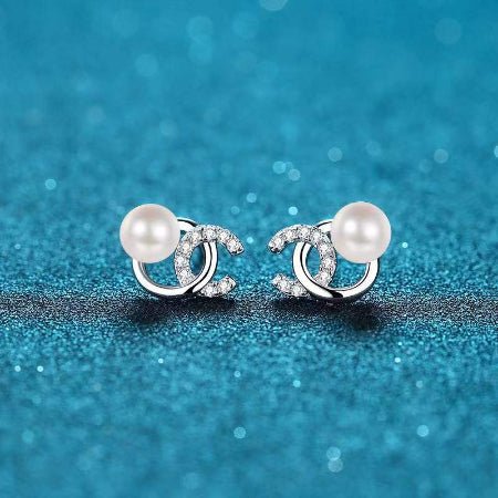 Maggie Moissanite & Pearl Earrings whitegold