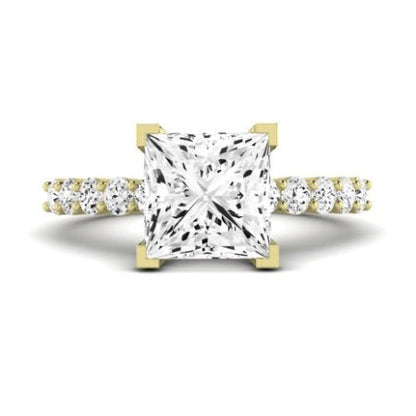 Magnolia Diamond Matching Band Only (does Not Include Engagement Ring) For Ring With Princess Center yellowgold