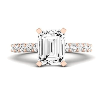 Magnolia Emerald Moissanite Bridal Set rosegold