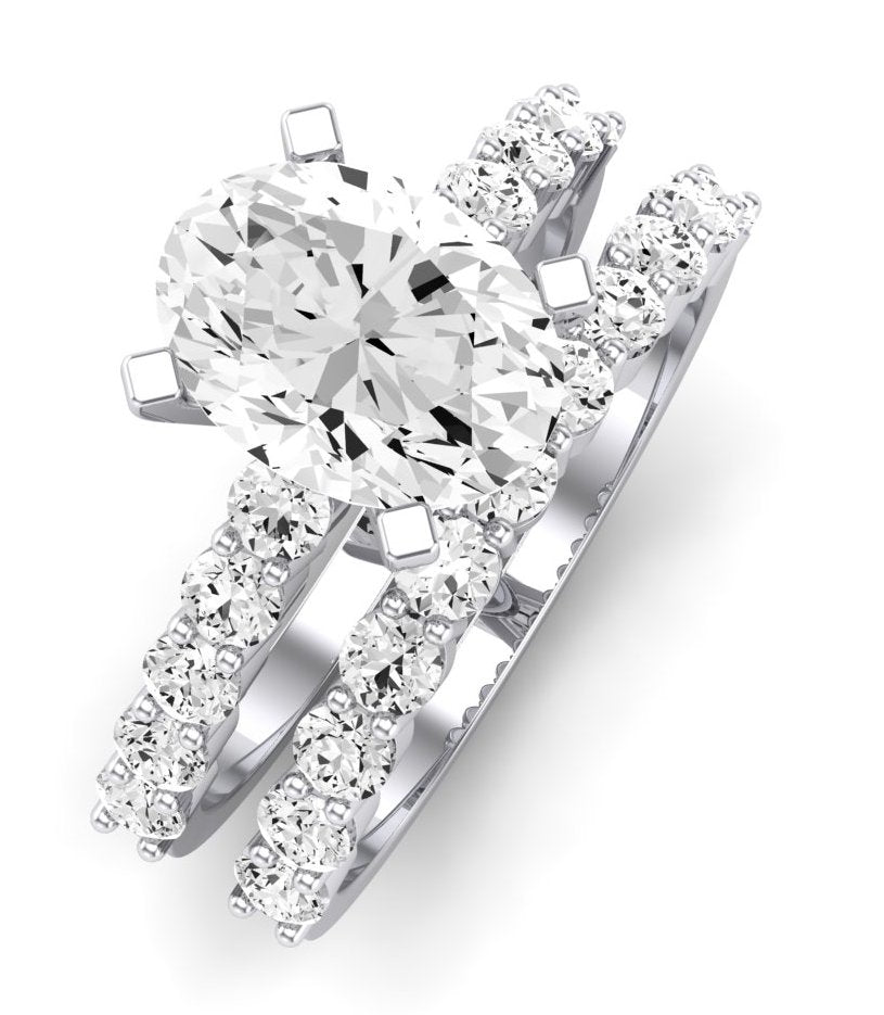Magnolia Moissanite Matching Band Only (does Not Include Engagement Ring) For Ring With Cushion Center whitegold