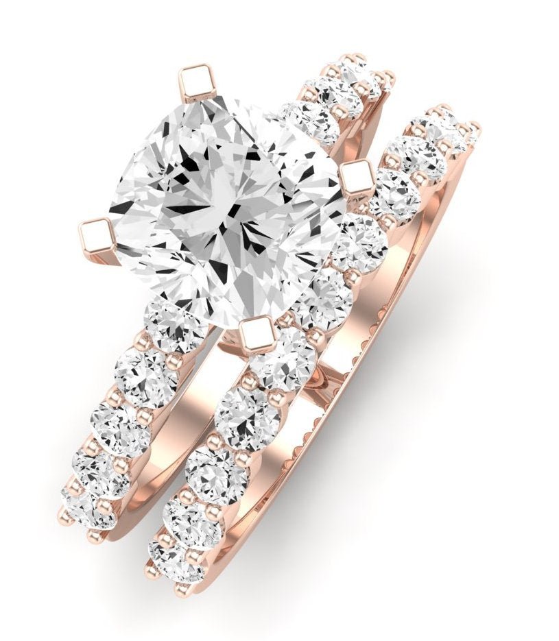 Magnolia Moissanite Matching Band Only (does Not Include Engagement Ring) For Ring With Cushion Center rosegold