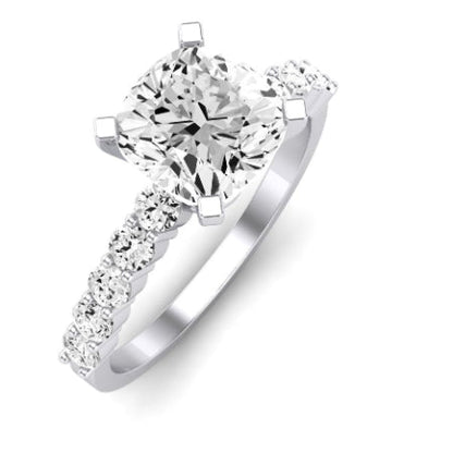 Magnolia Moissanite Matching Band Only (does Not Include Engagement Ring) For Ring With Cushion Center whitegold