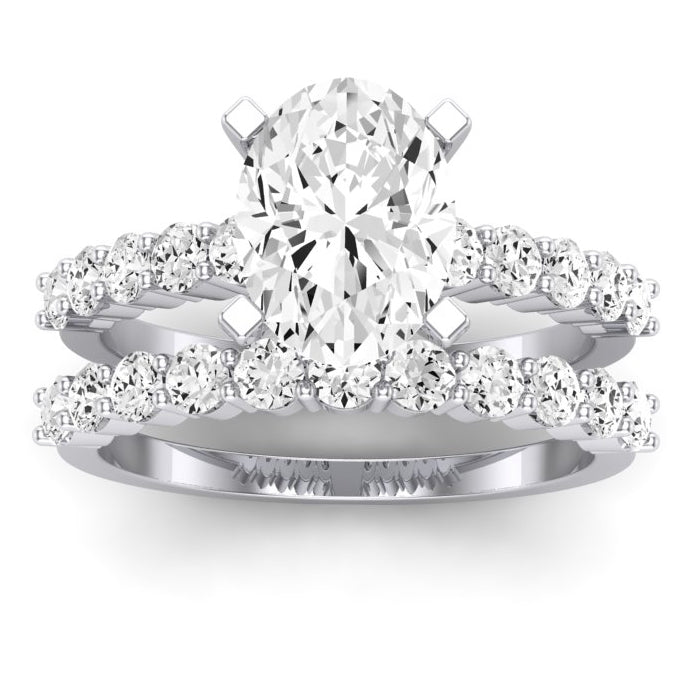 Magnolia Moissanite Matching Band Only (does Not Include Engagement Ring) For Ring With Cushion Center whitegold