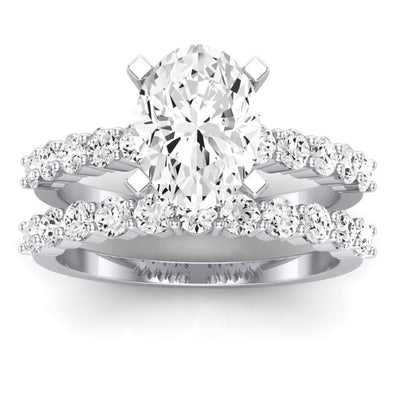 Magnolia Moissanite Matching Band Only (does Not Include Engagement Ring) For Ring With Cushion Center whitegold