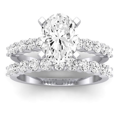 Magnolia Moissanite Matching Band Only (does Not Include Engagement Ring) For Ring With Cushion Center whitegold
