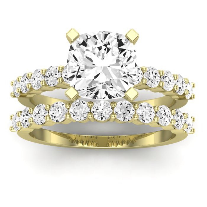 Magnolia Moissanite Matching Band Only (does Not Include Engagement Ring) For Ring With Cushion Center yellowgold