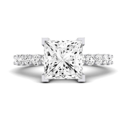 Magnolia Moissanite Matching Band Only (does Not Include Engagement Ring) For Ring With Princess Center whitegold