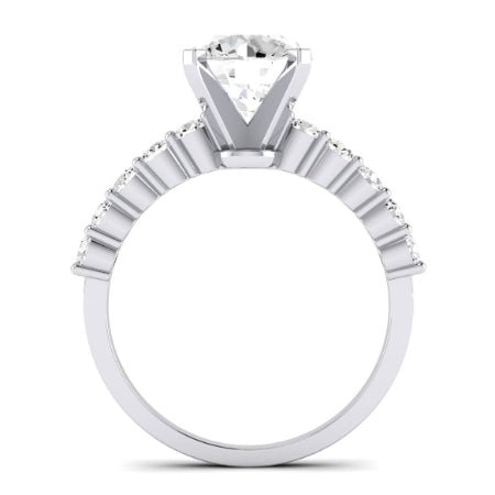 Magnolia Moissanite Matching Band Only (does Not Include Engagement Ring) For Ring With Round Center whitegold