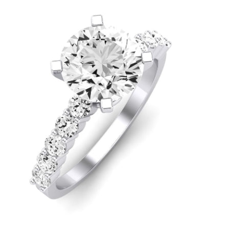Magnolia Moissanite Matching Band Only (does Not Include Engagement Ring) For Ring With Round Center whitegold