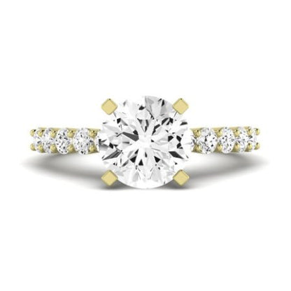 Magnolia Moissanite Matching Band Only (does Not Include Engagement Ring) For Ring With Round Center yellowgold