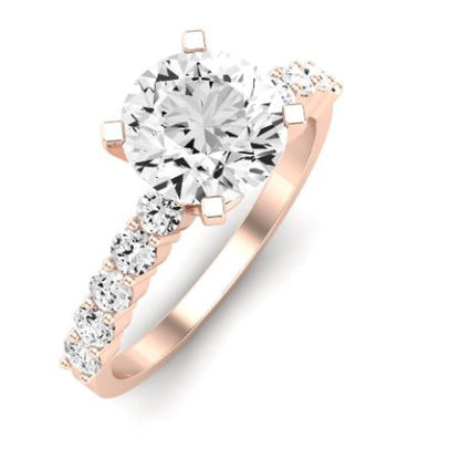 Magnolia Moissanite Matching Band Only (does Not Include Engagement Ring) For Ring With Round Center rosegold