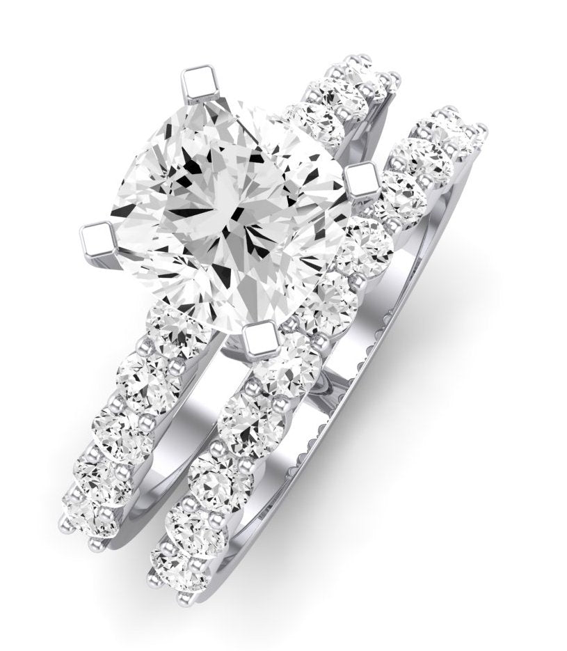 Magnolia Moissanite Matching Band Only (does Not Include Engagement Ring) For Ring With Round Center whitegold