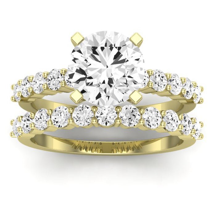 Magnolia Moissanite Matching Band Only (does Not Include Engagement Ring) For Ring With Round Center yellowgold