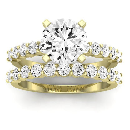 Magnolia Moissanite Matching Band Only (does Not Include Engagement Ring) For Ring With Round Center yellowgold