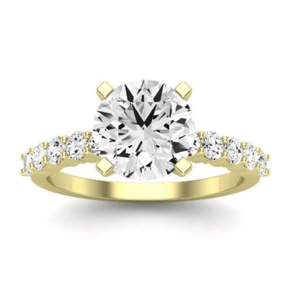 Magnolia Moissanite Matching Band Only (does Not Include Engagement Ring) For Ring With Round Center yellowgold