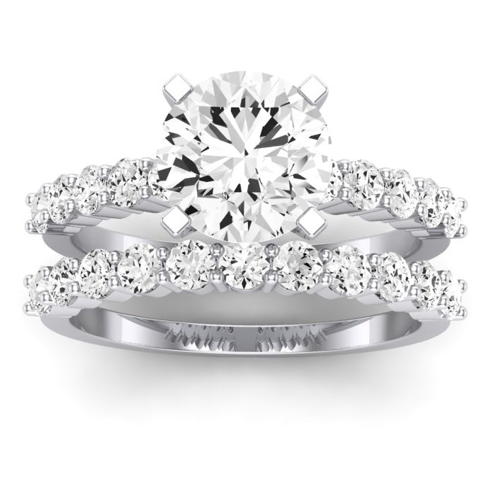 Magnolia Moissanite Matching Band Only (does Not Include Engagement Ring) For Ring With Round Center whitegold