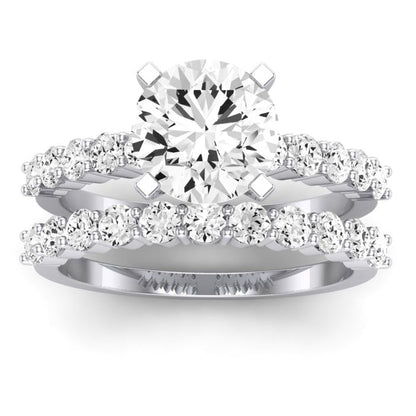 Magnolia Moissanite Matching Band Only (does Not Include Engagement Ring) For Ring With Round Center whitegold