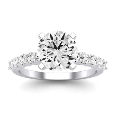 Magnolia Moissanite Matching Band Only (does Not Include Engagement Ring) For Ring With Round Center whitegold