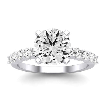 Magnolia Moissanite Matching Band Only (does Not Include Engagement Ring) For Ring With Round Center whitegold