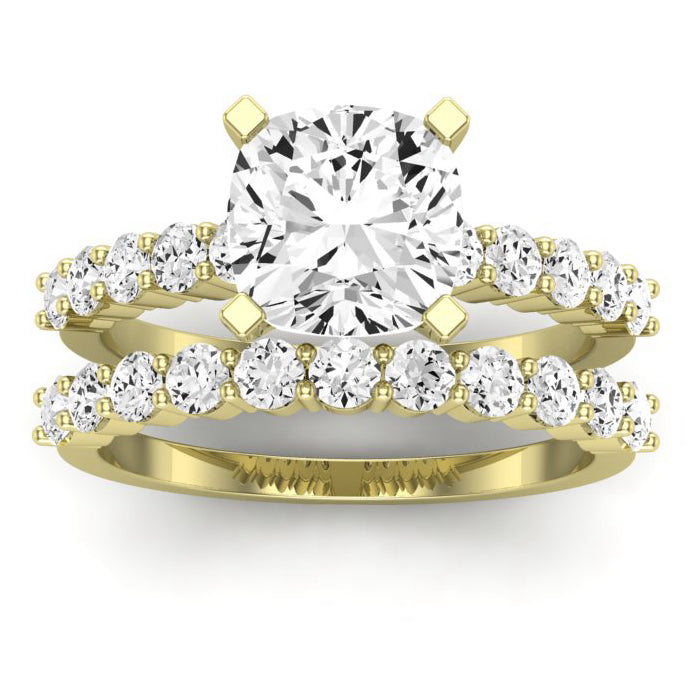 Magnolia Moissanite Matching Band Only (does Not Include Engagement Ring) For Ring With Round Center yellowgold
