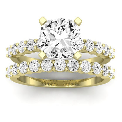 Magnolia Moissanite Matching Band Only (does Not Include Engagement Ring) For Ring With Round Center yellowgold