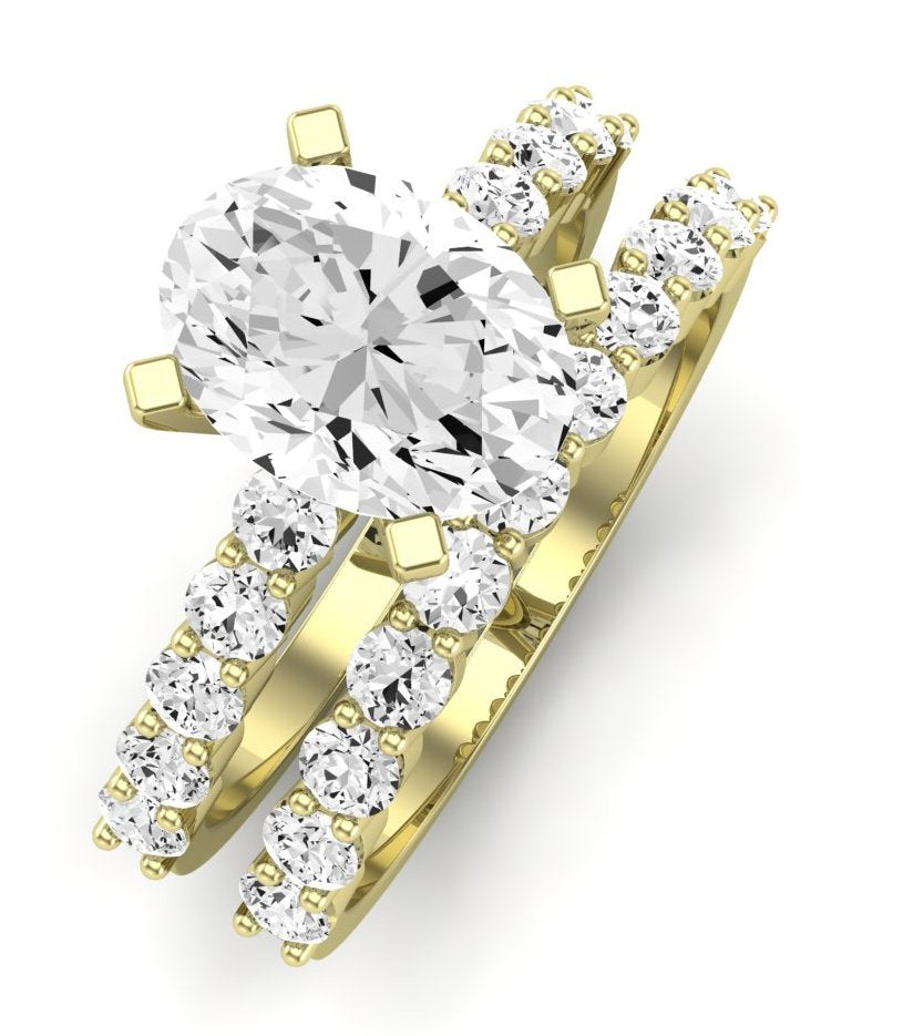 Magnolia Moissanite Matching Band Only (does Not Include Engagement Ring) For Ring With Cushion Center yellowgold